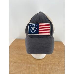 Ariat Mens Trucker Hat‎ American Flag Patch Baseball Cap Tan Navy
